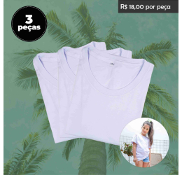 Kit 3 CAMISETAS INFANTIS NA COR BRANCA