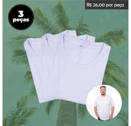 KIT 3 CAMISETAS PLUS SIZE NA COR BRANCA